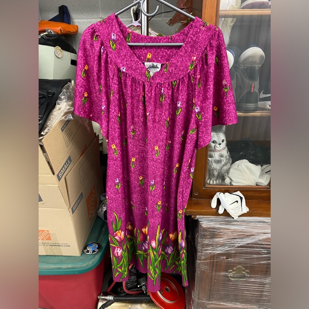 Vintage Metropolitan house dress duster pink floral no size